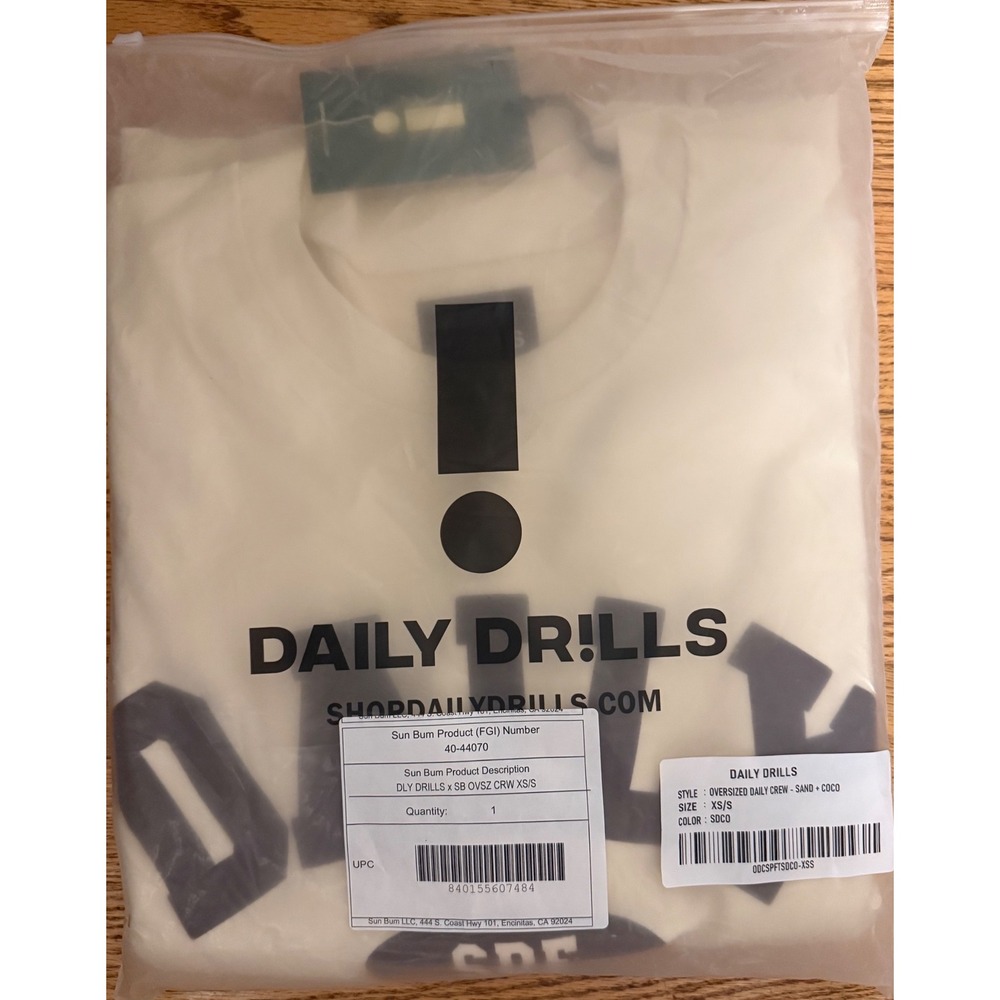 Daily Drills x Sun Bum Sand & Coco Crewneck Sweatshirt Size XS/S NIB
